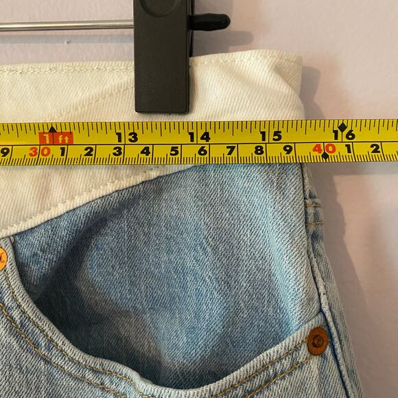 Levi's 501 Premium Taper Jeans Cotton Button Fly White Blue Women's size 28 x 26 - Picture 7 of 13